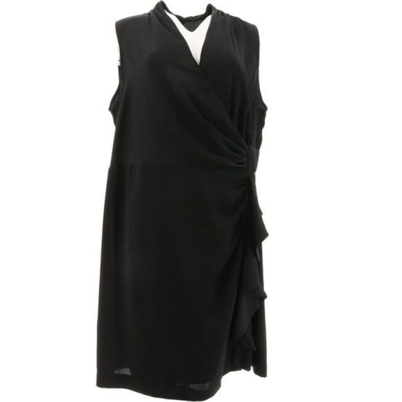 NWT G BY GIULIANA BLACK LABEL WRAP DRESS BLACK XXS - Picture 1 of 11